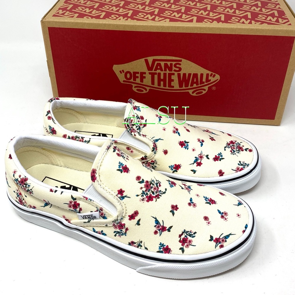 VANS Classic Slip On Ditsy Floral White Canvas Men’s Sneakers Size VN0A4U3816Z - Picture 7 of 9